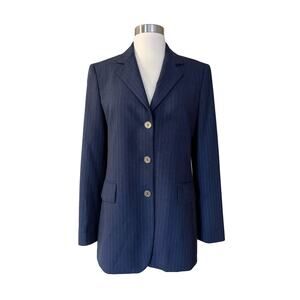 GILMAR Blazer Jacket Blue Subtle Stripes Button Down Italy Long Sleeves 40 EUC